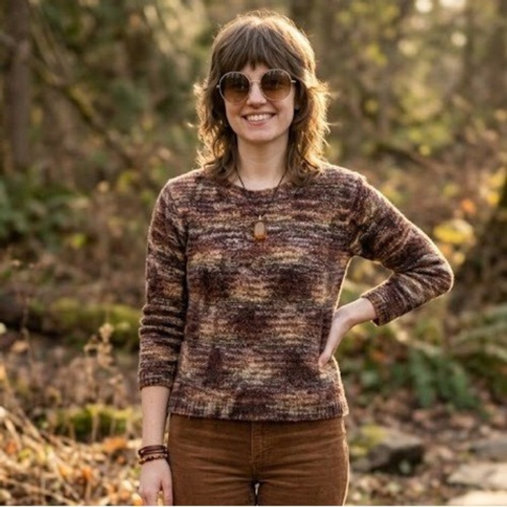 Earthy Y2K Sweater Womens Small Brown Knit Forestcore Fairy Fall Granola Rustic